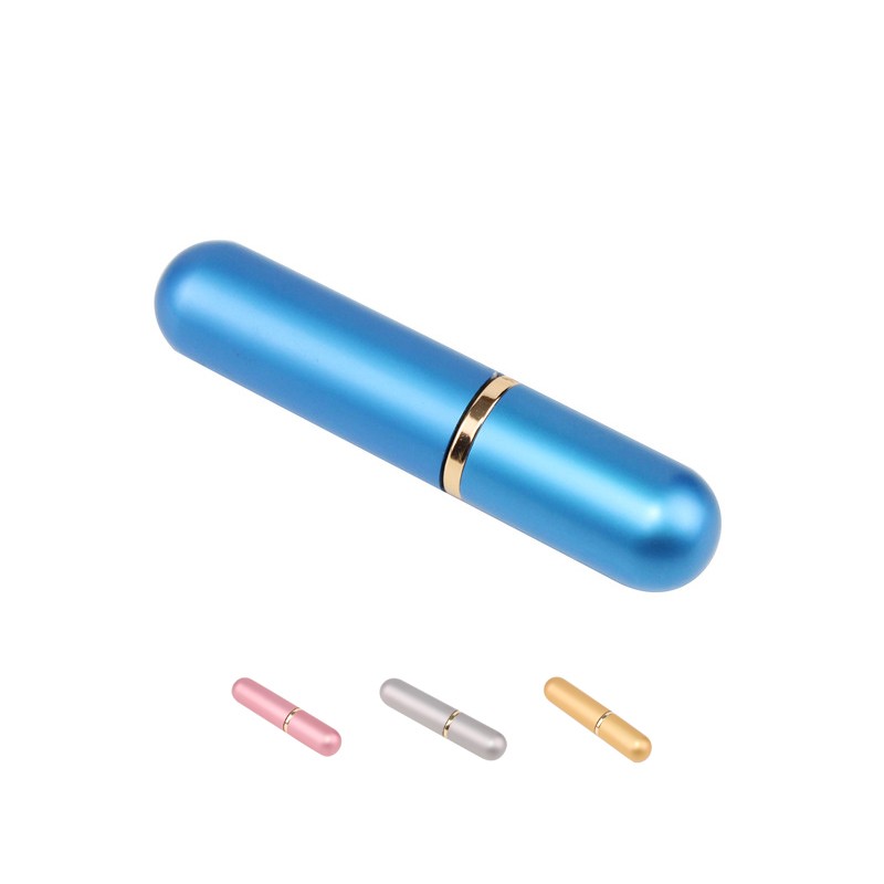 Poppers-Inhalator aus blauem Aluminium.