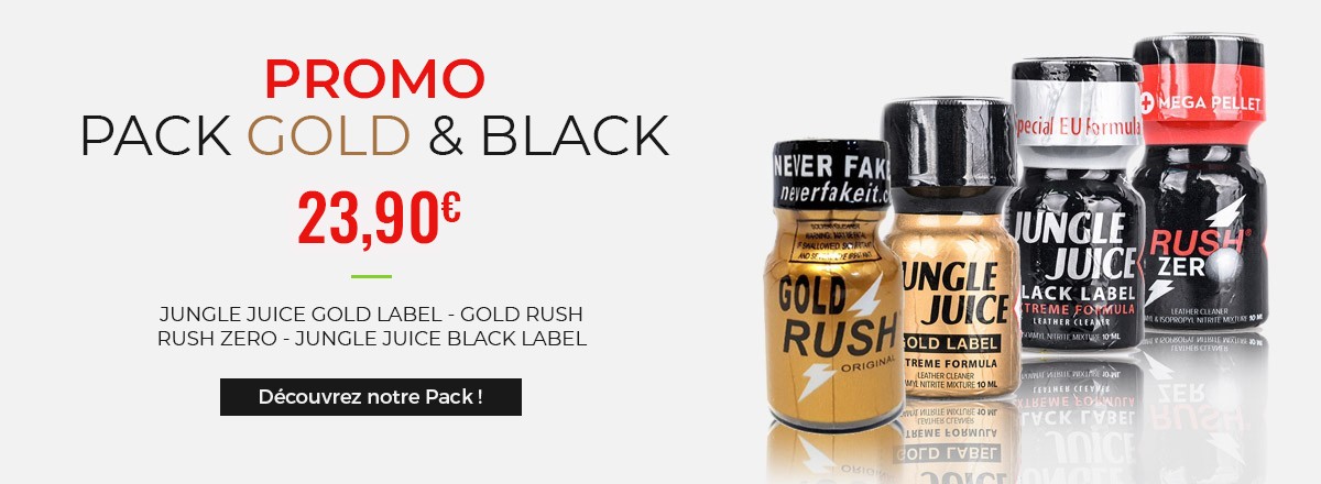 Poppers Packs Black & Gold - Jungle Juice Black Label - Rush Zero - Gold Rush - Jungle Juice Gold Label - 10ml