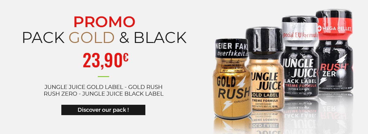 Poppers Packs Black & Gold - Jungle Juice Black Label - Rush Zero - Gold Rush - Jungle Juice Gold Label - 10ml
