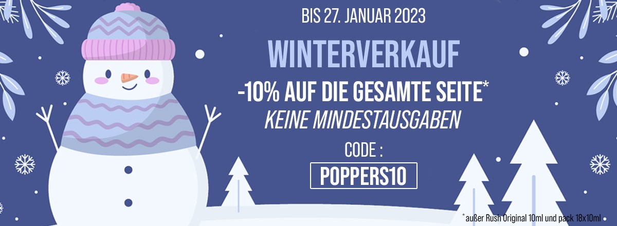 Winterschlussverkauf! -10 % auf die gesamte Website bis zum 27. Januar 2023